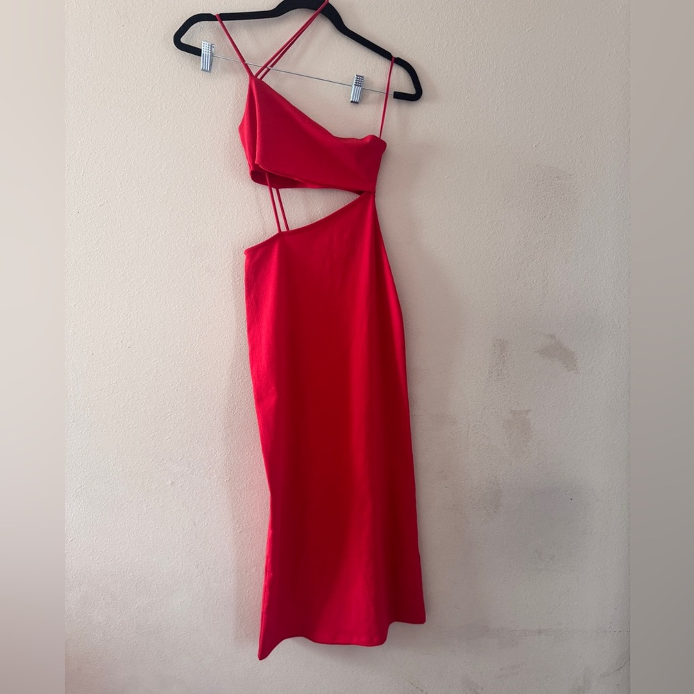 Zara Asymmetrical Red Dress S